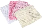 [Andux] 6 Inch Assorted Colors Baby Girl Crochet Tutu Tube Tops Chest Wrap Wide Crochet Headbands Pack of 4 ETMX-01