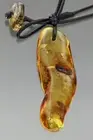 3 Fossil INSECTS Genuine BALTIC AMBER Leather String Pendant 8.2g 201015-10