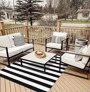 Seavish Black and White Striped Rug, 5x7 ft Living Room Rug Indoor Outdoor Patio Rugs Handmade Cotton Woven Farmhouse Washable Rug Large Modern Floor Carpet Area Rug for Entryway Porch Dining Room