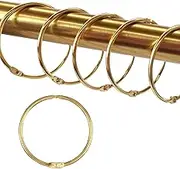24 Pack Rust Proof Shower Curtain Hooks - Circular Decorative Rings for Bathroom Shower Rod - Metal Loose Leaf Rings (Gold)