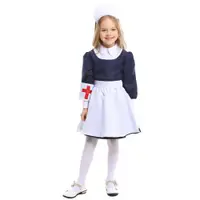 在飛比找ETMall東森購物網優惠-女童藍白色女仆裝護士裙cosplay萬圣節兒童Nurse角色