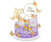 50Pcs Butterfly Cupcake Topper Birthday Wedding Party Cake Wall Butterflies Decorations Mixed Size,Colour