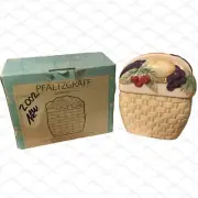 Vintage 2002 Pfaltzgraff Ceramic Fruit Basket Napkin Holder Jamberry Pattern