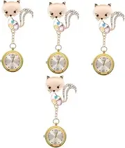 [Sosoport] 4pcs Nurse Watch for Women Portable Pocket Watch Clip-on Design Professional Nurse Clock Fob for
