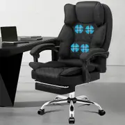 ALFORDSON Linen Fabric Gaming Massage Office Chair with Foot Rest