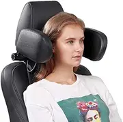 Suesacy Car Headrest Nap Support,Fitted Seat Pillow Car, Functional Travel Car Accessories for Adults,Car Rest Child,Safe Car Seat Headrest(Black)