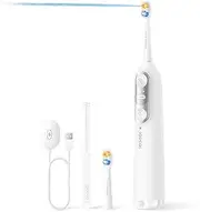 Soocas NEOS II - Electric Toothbrush with Water Flosser, Sonic Electric Toothbrush for Adults, Cordless Water Flosser for Travel, Portable Oral Irrigator, Up to 100% Plaque Removal, Pearl White