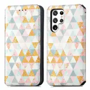 CaseNeo For Samsung Galaxy S22 Ultra Leather Wallet Flip Case With RFID Blocking Credit Card Holder Slots Cover - Nordic Rhombus