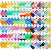 100Pcs Random Color Mini Pop Keychain Fidget Toy Push Bubble Pop Silicone Squ...