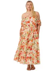 [Forever New Curve] Florrie Flutter Sleeves Midi Dress in Garden Harvest