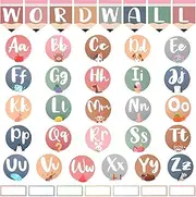PETKNOWS 124 Pcs Word Wall Bulletin Board Set, Boho Classroom Alphabet with Animal Fruit,ABC Cutouts Letters Posters,Word Wall for Classroom Home Preschool Primary School Decor