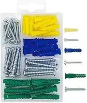 T.K.Excellent Plastic Self Drilling Drywall Ribbed Anchors with Phillips Flat Head Self Tapping Screws Assortment Kit,66 Pieces