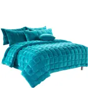 Emerald Green Faux Mink Quilt Set