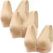 [Sczwkhg] Womens Front Closure Bra Wireless Push Up Sports Bras Full Support Plus Size Soft Comfy Breathable Bralettes 3 Pack