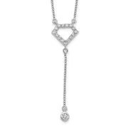 14k White Gold Real Diamond Real Diamond Shape w/dangle Necklace