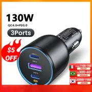 130W Car Charger Quick 4.0 3.0 PD Fast Charging USB Type C Phone Charger Hot