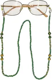 [Generic] Green Beaded Eyeglass Chain, Glasses Chains for Women, Beaded Glasses Chain, Handmade Chain for Glasses, Crochet Eyeglass Chain, Eye Jewelry