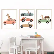 [Namly Design] Poster - Animals in the Car / Set of 3