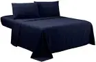 800TC Best EgyptianCotton Bed Sheet Set4PC~AU Sizes NavyBlueSolid 40CM Deep Wall