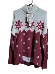 Woolrich Snowfall Valley Wine Turtleneck Sweater - New - Size XL