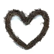 Natural Rattan Heart Wreaths for Christmas - Party & Home Hanging Decor 25cm