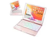 WASSUP For iPad Air 3/Pro 10.5 inch Keyboard Case 360 Rotatable Backlit Keyboard with Pencil Holder-Rose Gold