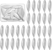 uxcell Fishing Lure Blades, 40 Pack 1.2" x 0.4" Fishing Spinner Baits Willowleaf Lure Spinner Lure Making Part with Plastic Storage Box for Bait Fishing Accessories, Silver Tone