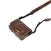 Canon SX740 HS Camera Bag PU Leather Protective Case with Shoulder Strap for SX730 SX720 Digital Cameras Espresso