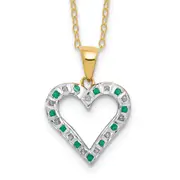 Sterling Silver Diamond Fascination Mystique 18K Gold-Plated And Emerald Heart 18 Inch Necklace