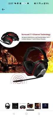 HUHD 2.4Ghz Wireless Gaming Headset for Switch PC, PS5, PS4, MacBook,7.1...
