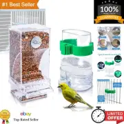 No Mess Bird Feeders Automatic Parrot Feeder Drinker Acrylic Seed Food Contai...