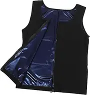[BESPORTBLE] Workout Vest for Men Zippered Elastic Sweat Vest for Gym Running and Yoga Abdominal Compression for Multi Use Fitness Top PU
