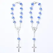 Set of Two 15cm Rosary Beads Blue/Silver Crucifix Religious Christian Catholic