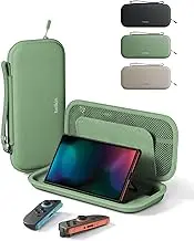 Belkin Nintendo Switch 2 Case Travel Bag with AirTag Holder and Playing Card Storage Bag - Portable Lightweight Protective Case with Hard Shell and Soft Lining Gaming Travel Accessories - Sage