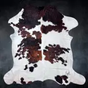 Extra Large Tricolor Cowhide Rug Size 6.9 x8.1 ft---4864