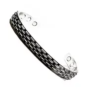 Accents Kingdom Men's Magnetic Copper Cuff Golf Bracelet Silver Basket Weave