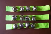 Set of 3 Percussion Bells Kids Size Nylon Hook/Loop Strap Lime Green Music Band