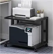 Printer Stand Printer Stand with Wheels, Under Desk Printer Stand, 2 Tier Printer Shelf Printer Copier Stand for Home Office Printer Stand with Storage (Color : Black, Size : 57 * 38 * 45cm)