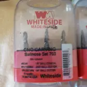 Whiteside 703 3 Piece Ball Nose CNC Router Bit Set - Solid Carbide 1/4" Shanks