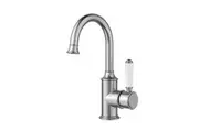 Clasico Gooseneck Basin Mixer Ceramic Handle in Brushed Nickel