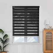 Zebra Roller Blinds 30x150cm Blackout Waterproof Fabric Window Shades for Windows and Doors UV Protection Light Filtering Room Darkening Easy Installation with Accessories (Black)