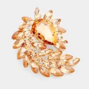 Peach Rhinestone Pointy Marquise Swirl Brooch ( 06233 RGPCH )