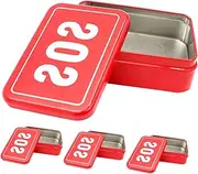 PAMINGONO Outdoor Tool Boxes Set 4pcs Red Tinplate Storage Boxes Lid Camping Tool Organizer for Travel
