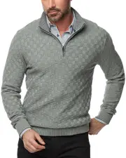 Robert Graham Gavino Cotton Check Classic Fit Quarter Zip Sweater