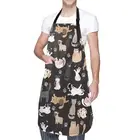 Funny Black Cat Apron with 2 Pockets and Adjustable Neck Waterproof Stain Res...