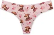 [Poetesant] Heart Thong Pack for Women Red Hearts G-String Panties Seamless Low Waist Underwear for Valentine's Day