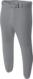 [A4] NB6195 Youth Double Play Polyester Elastic Waist With Belt Loops Baseball Pant Grey Xs