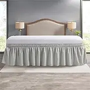 BBPM Soft Brushed Polycotton Extra Deep Frilled Valance Fitted Sheet - Pleated Valance Fitted Sheet Hotel Quality Elasticated Bed Skirt,Gray,100 * 200cm+40cm
