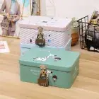 Cute Tinplate Box with Lock Key Empty Box Durable Metal Box