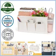 Bedside Organizer Metal Storage Caddy with Water Bottle Holder for Bed Dorm